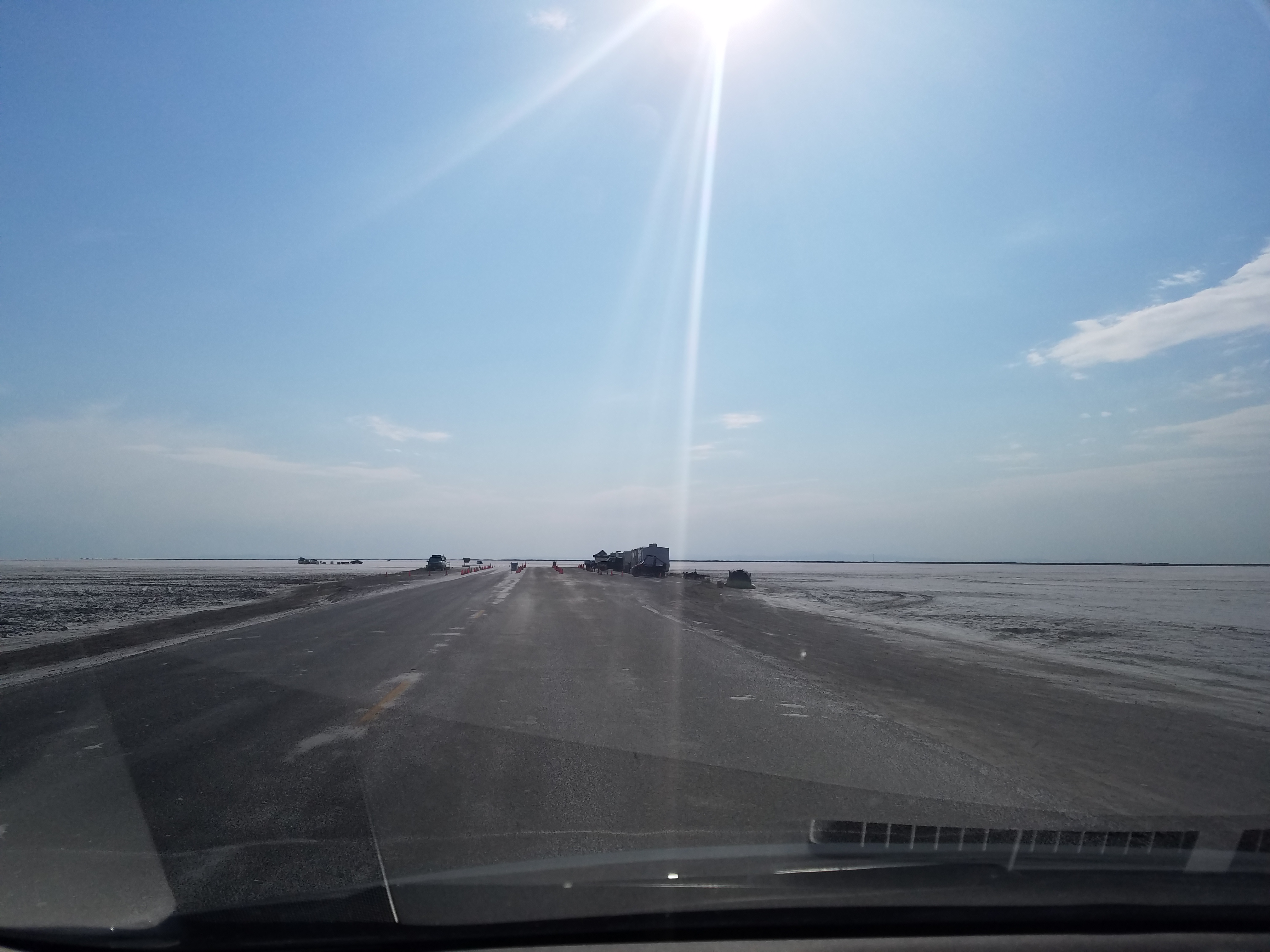 Driving up to the Pay Area of the Bonneville Salt Flats