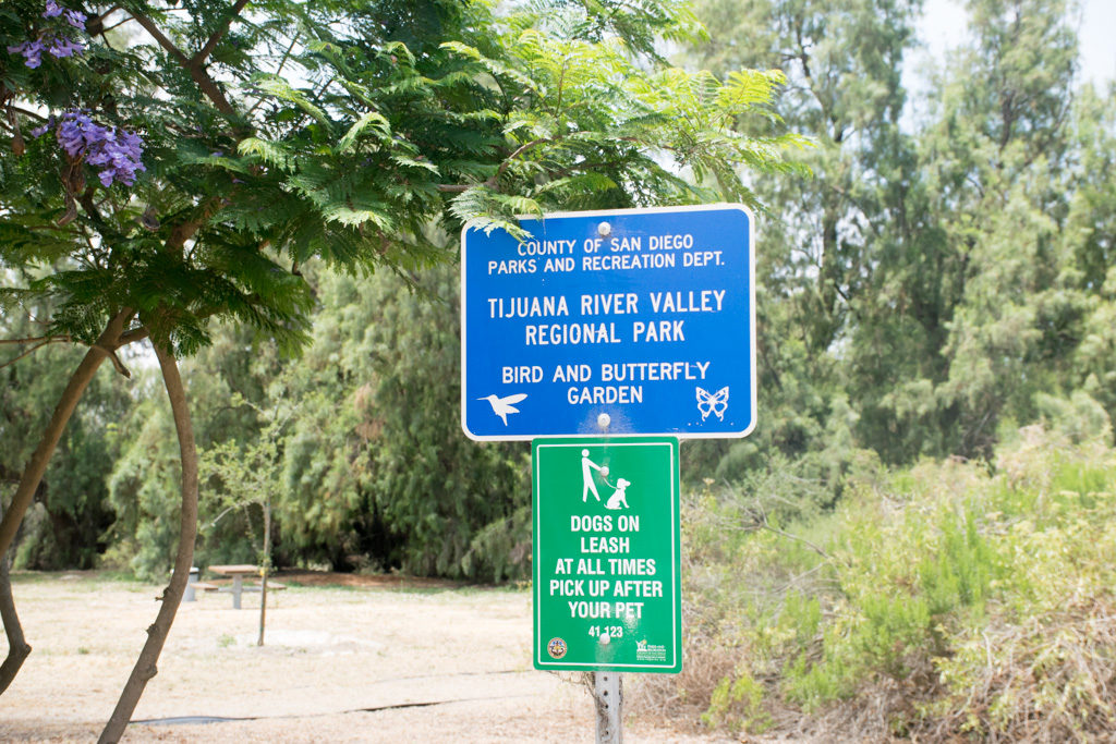 Sign at the Bird and Butterfly Garden in Tijuana River Valley Regional Park