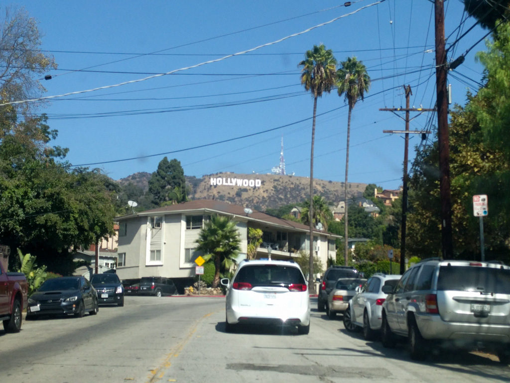 Hollywood sign from the car