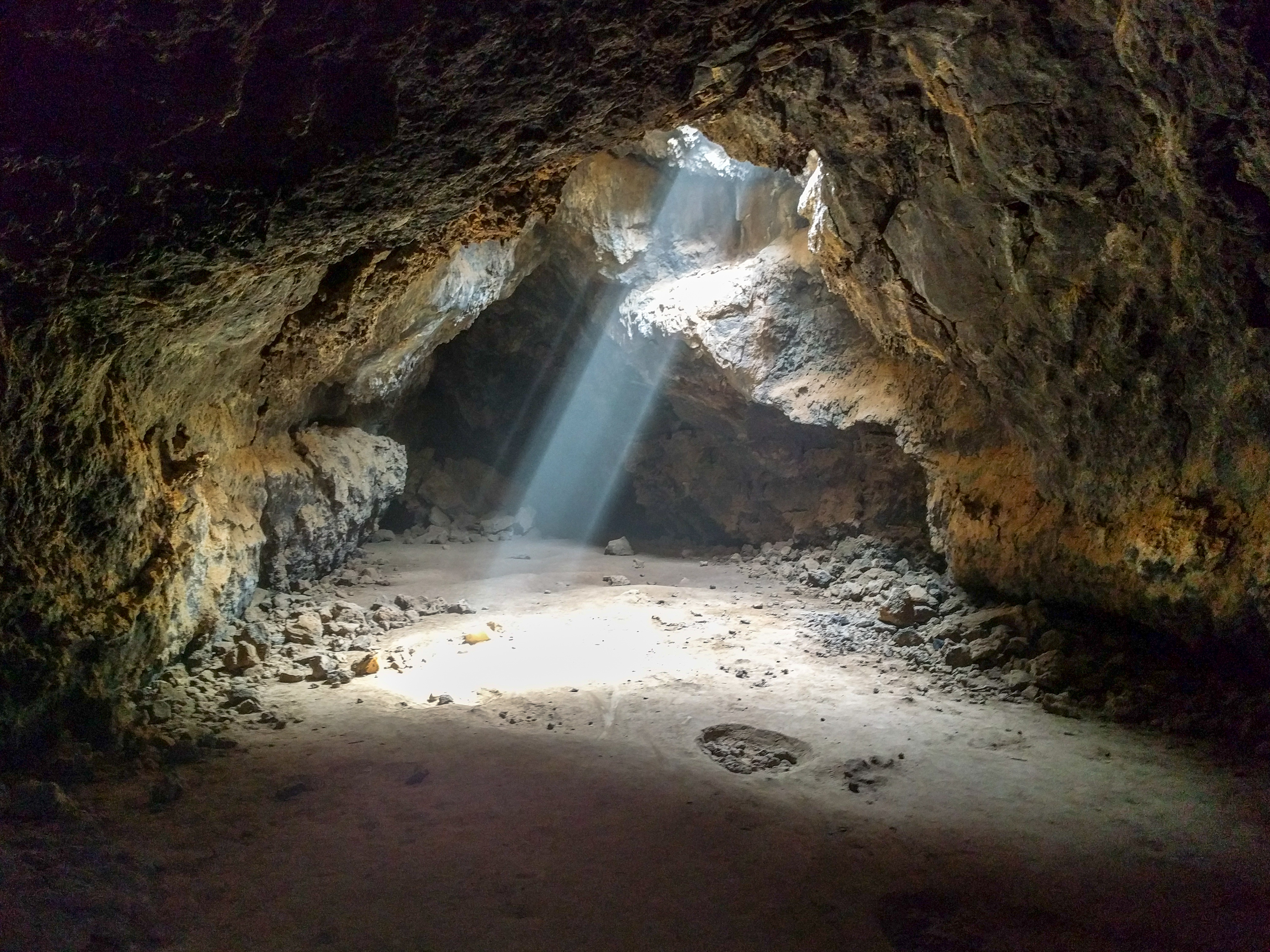 Beam of light in the Mojave Lava Tubes